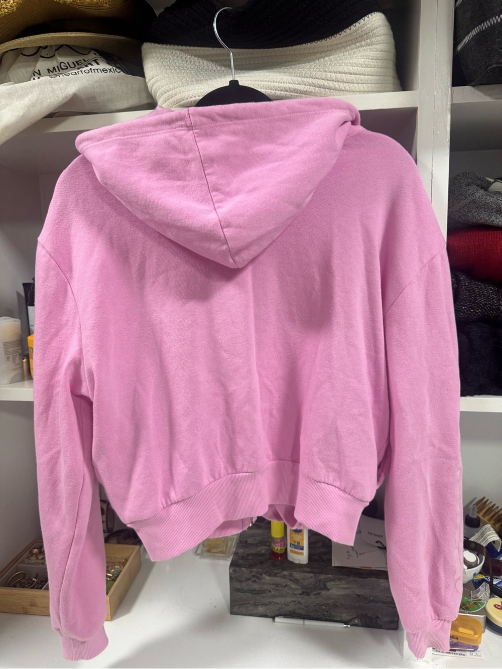 Hot Topic Pink Rhinestone Skeleton Zip-Up Hoodie Size Medium - Picture 6 of 7